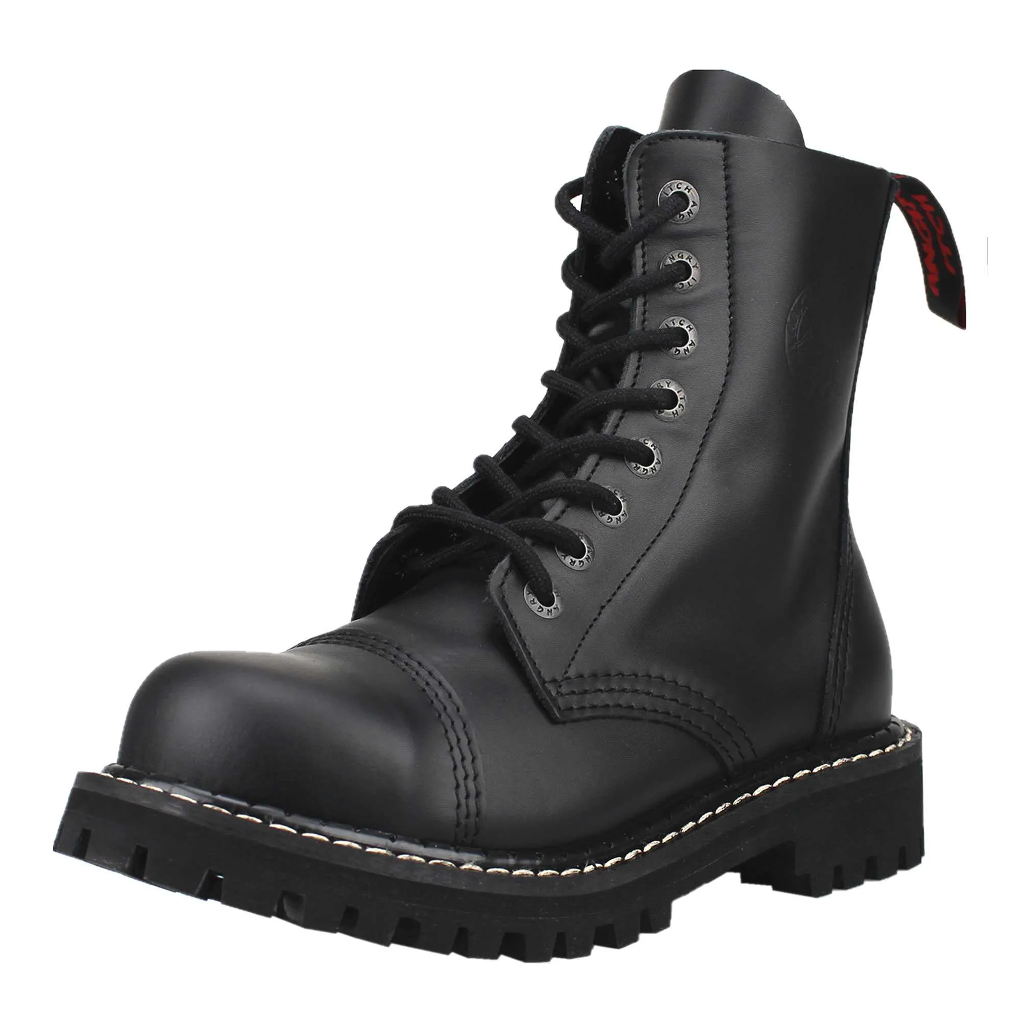 8 Hole Angry Itch Black Leather Boots