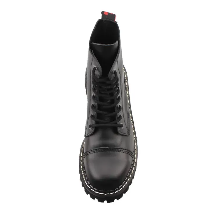 8 Hole Angry Itch Black Leather Boots