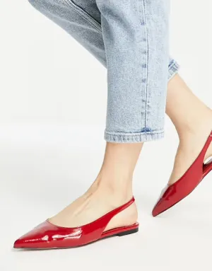 ASOS POINTED TOE SLINGBACK FLATS IN RED