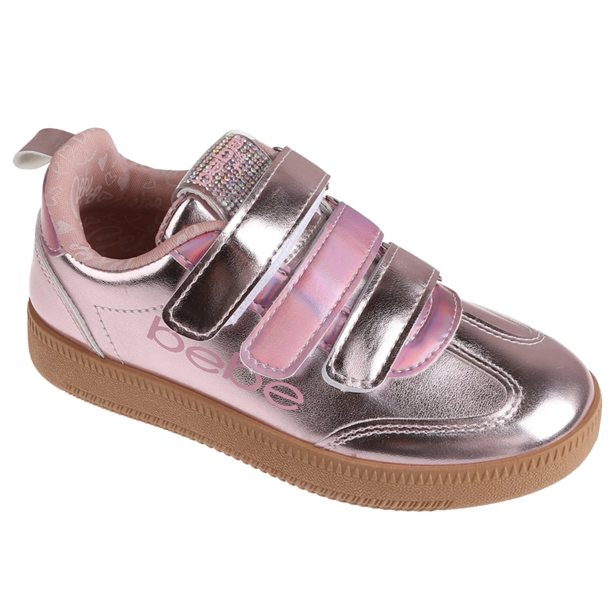 bebe Girls' Shoes - Sneakers for Girls, Low Top Metallic Flat Sneakers  for Little Kid/Big Kid