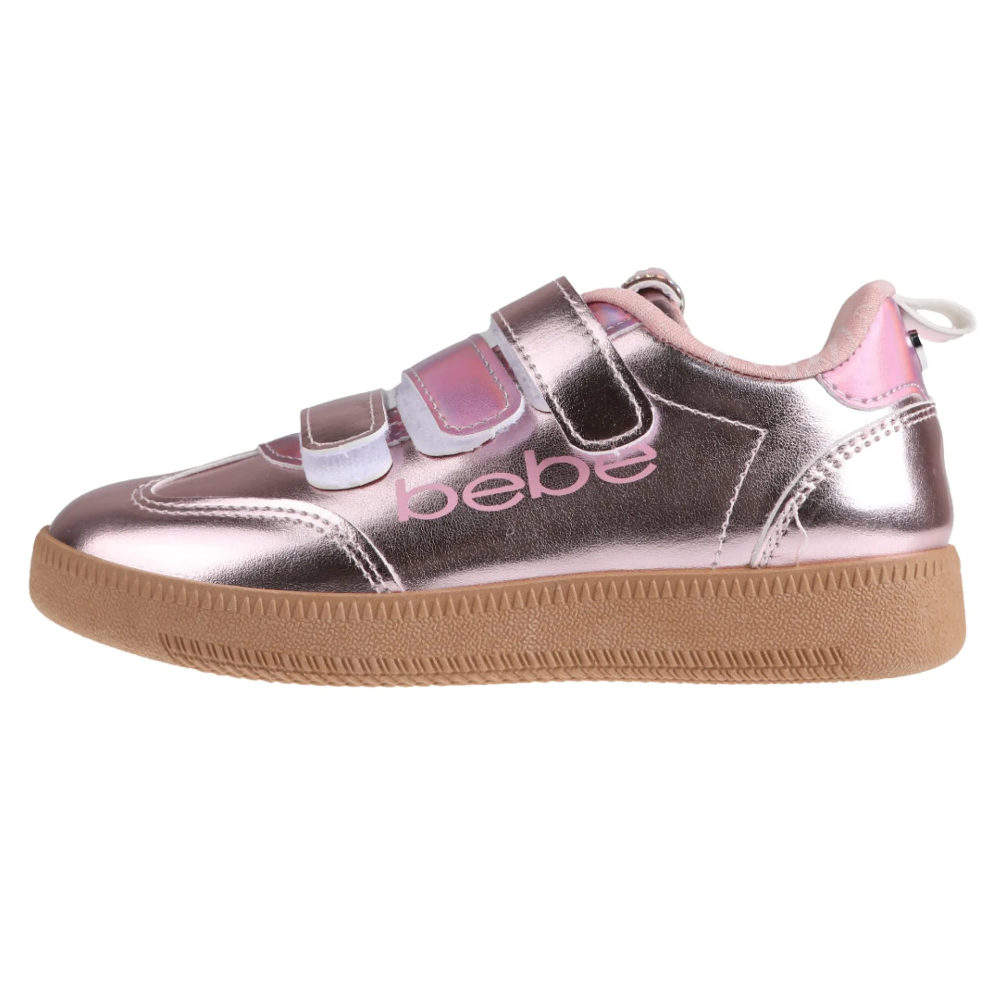 bebe Girls' Shoes - Sneakers for Girls, Low Top Metallic Flat Sneakers  for Little Kid/Big Kid