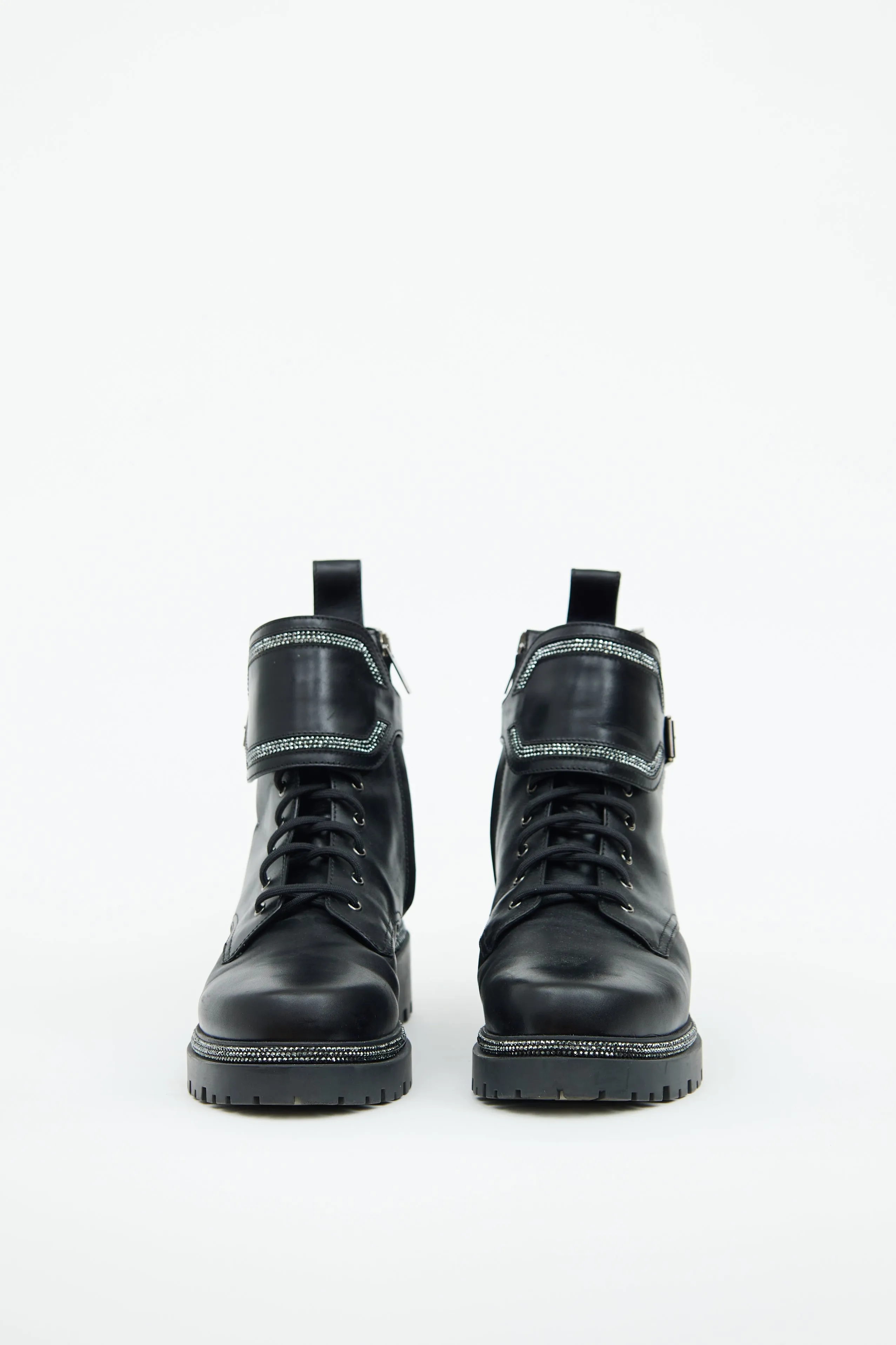 Black & Silver Bead Combat Boot