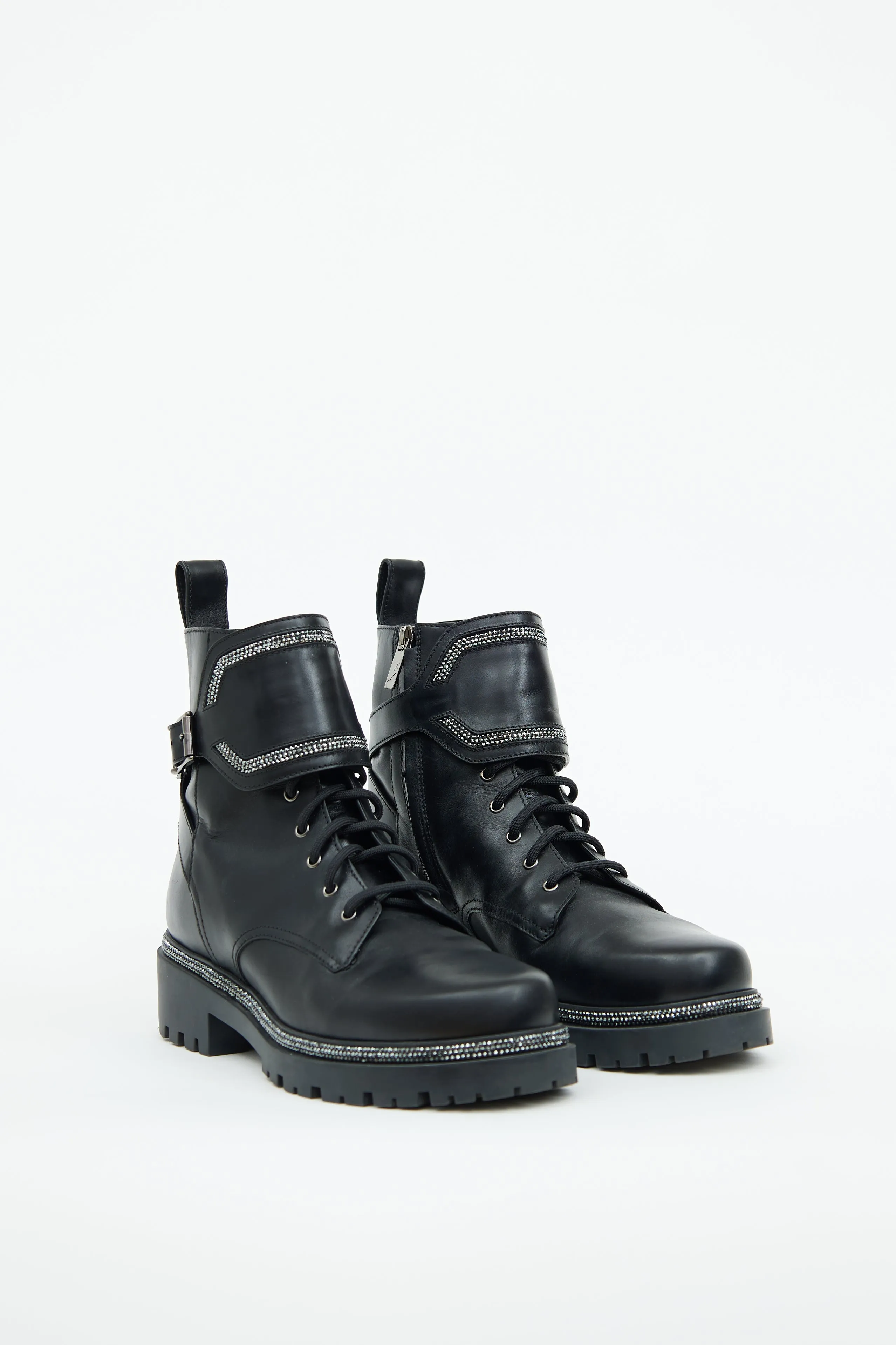 Black & Silver Bead Combat Boot