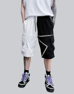 Black and White Cargo Shorts