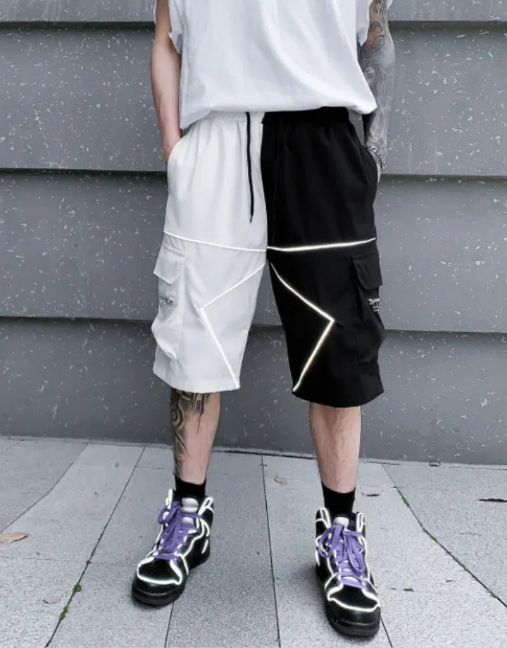 Black and White Cargo Shorts