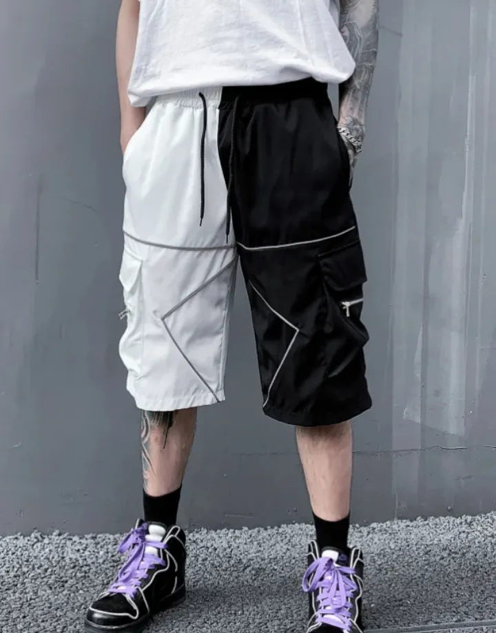 Black and White Cargo Shorts