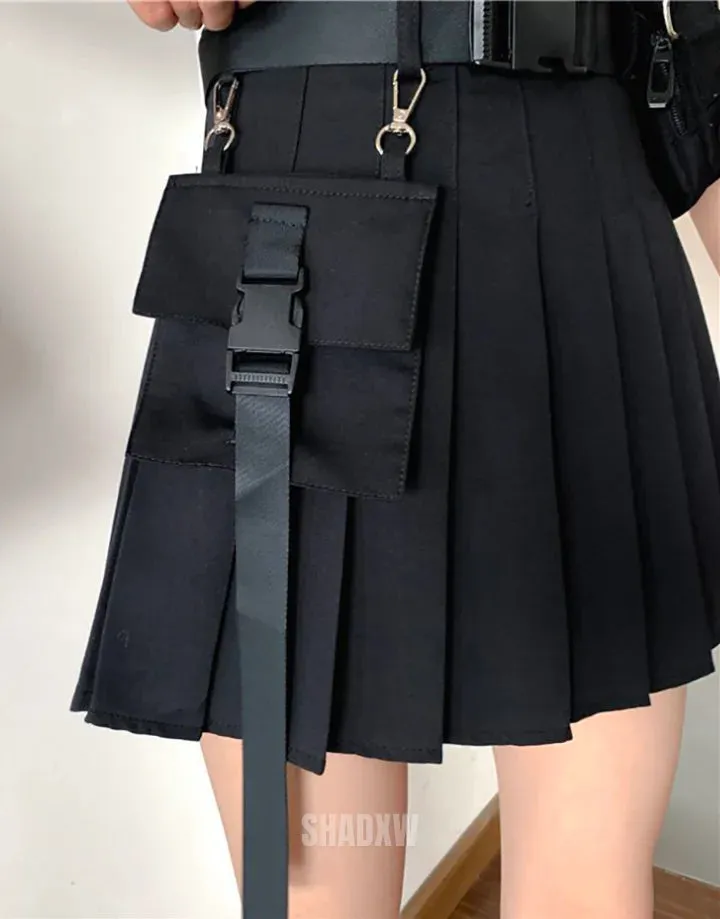 Black Cargo Mini Skirt