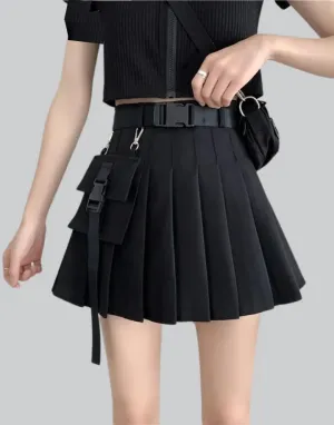 Black Cargo Mini Skirt