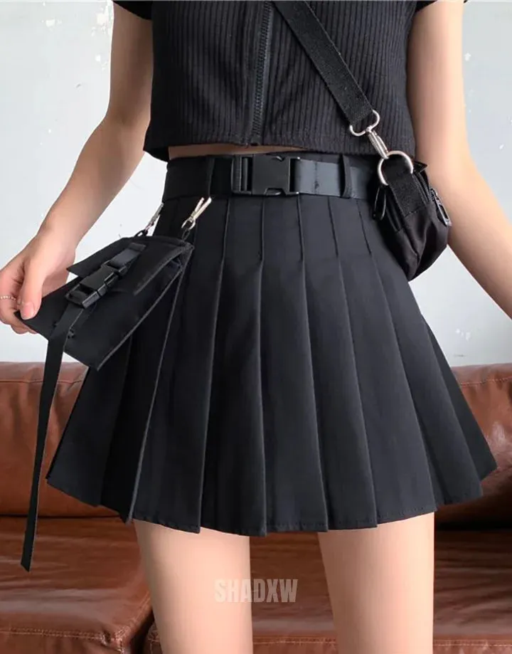 Black Cargo Mini Skirt