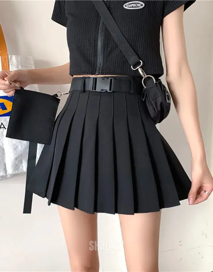 Black Cargo Mini Skirt