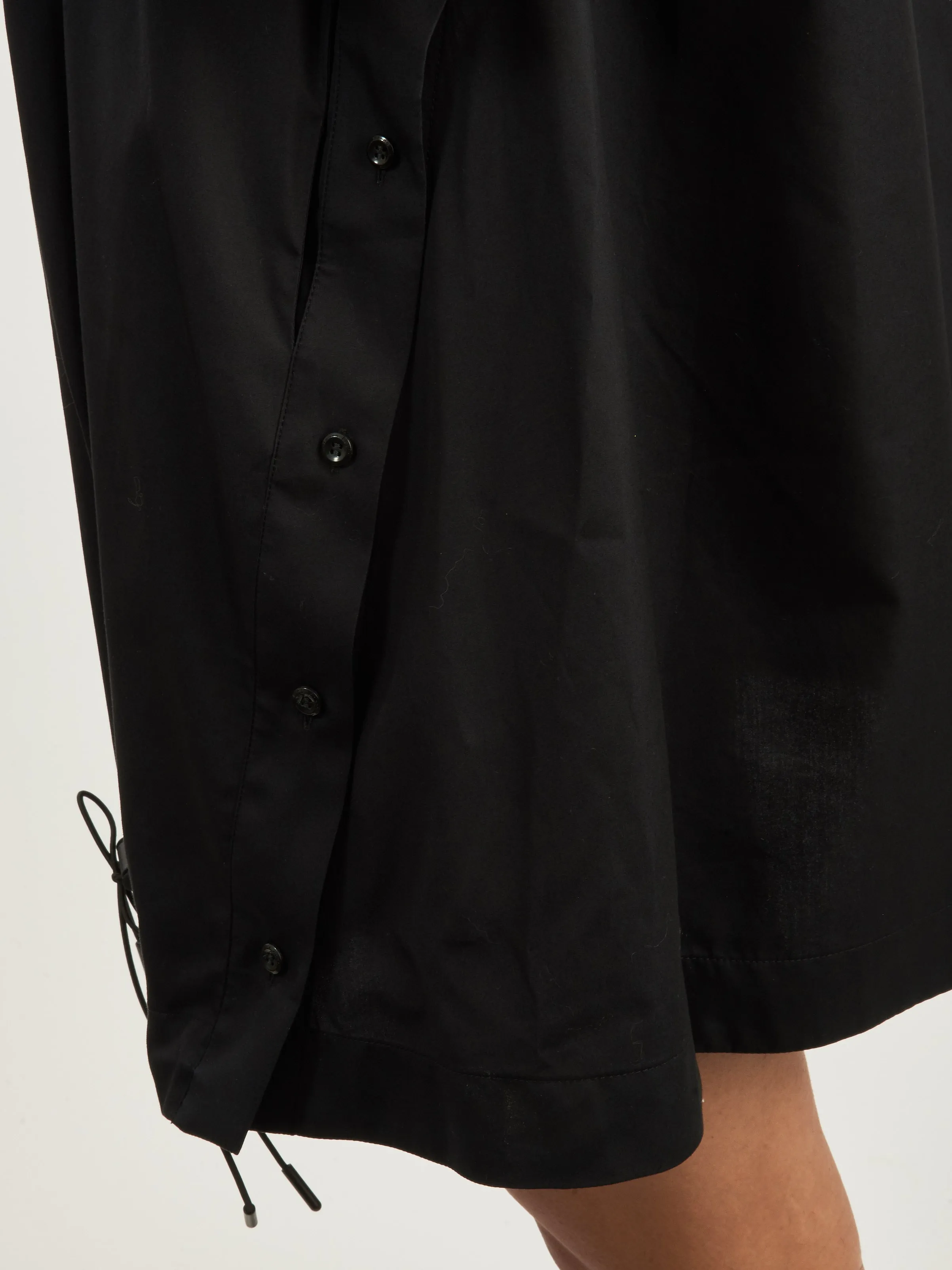 Black Puff Sleeve Shirt Dress w/ Button Placket Detail