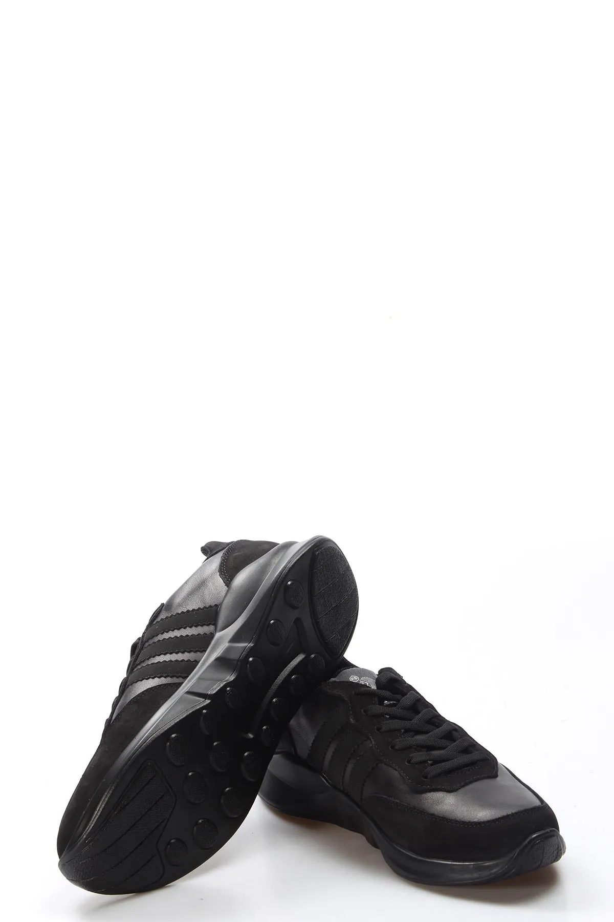 Black Suede Lace-Up Sneakers-Wessi