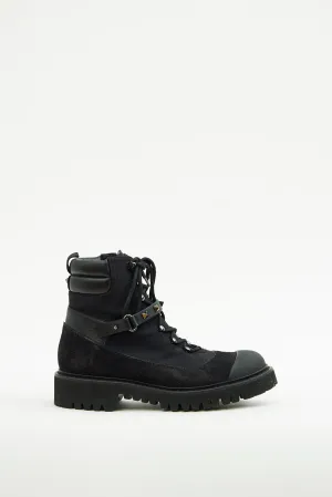 Black Suede Rockstud Combat Boot