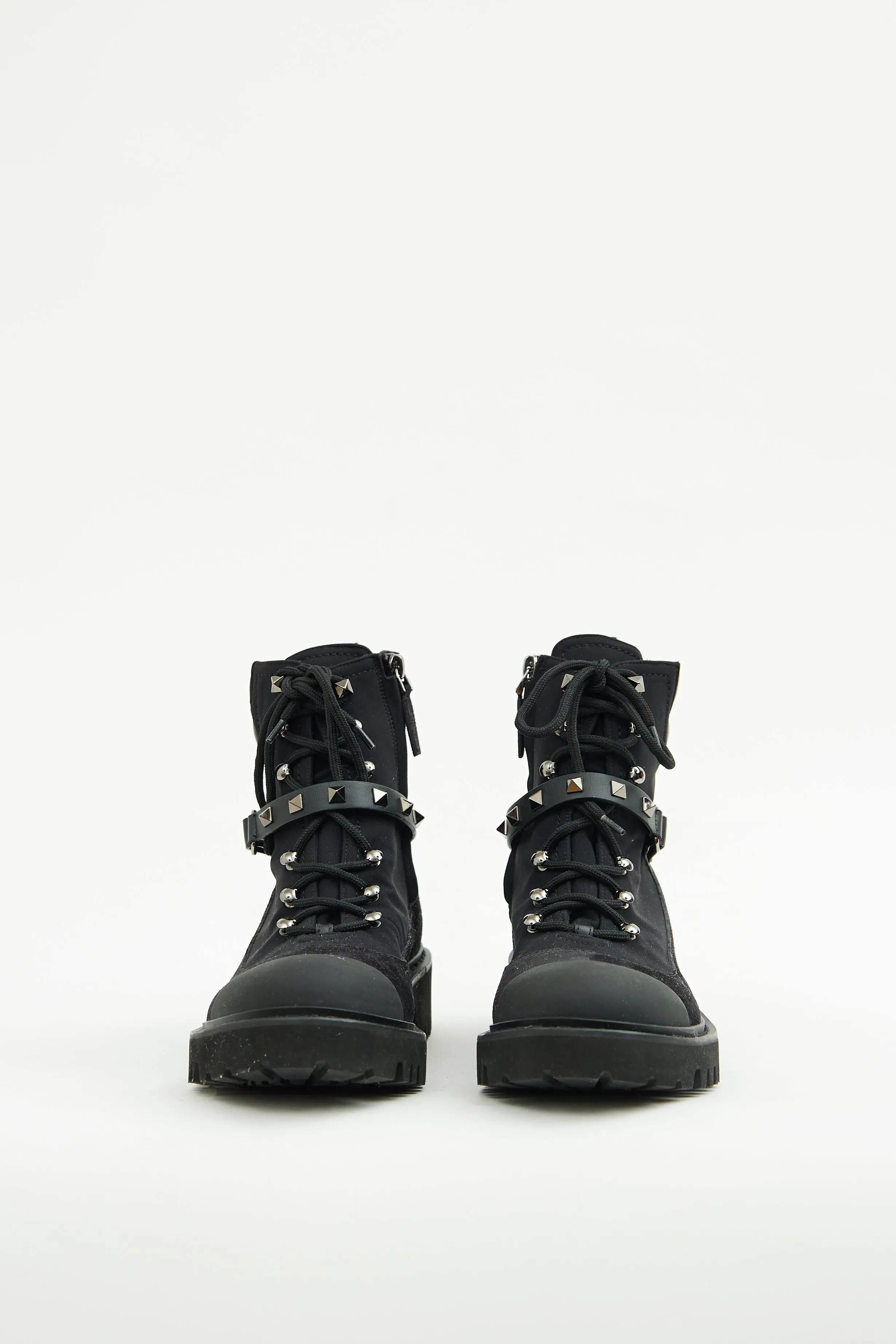 Black Suede Rockstud Combat Boot