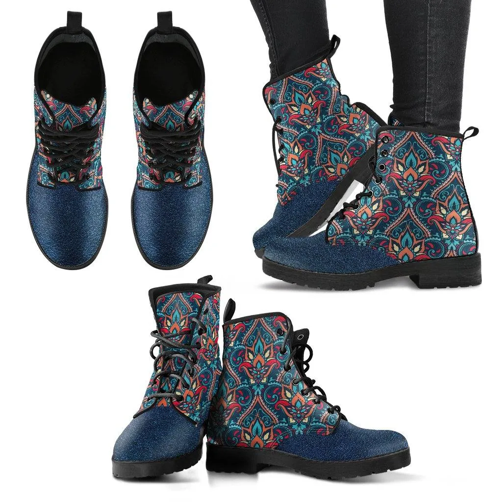 Blue Stride  Memory Foam Boots | All Season Lace Up Boots | Vegan Leather Combat Boot by Manifestie