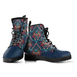 Blue Stride  Memory Foam Boots | All Season Lace Up Boots | Vegan Leather Combat Boot by Manifestie