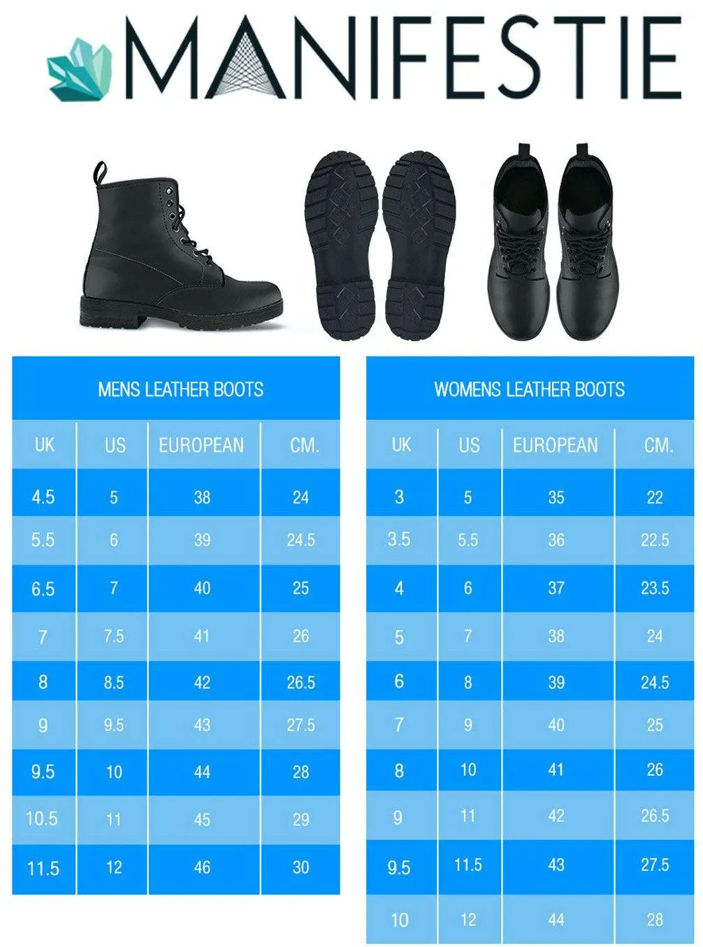 Blue Stride  Memory Foam Boots | All Season Lace Up Boots | Vegan Leather Combat Boot by Manifestie