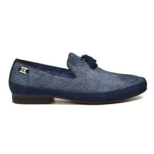 British Walkers Chris Men's Blue Burnished Leather Loafers