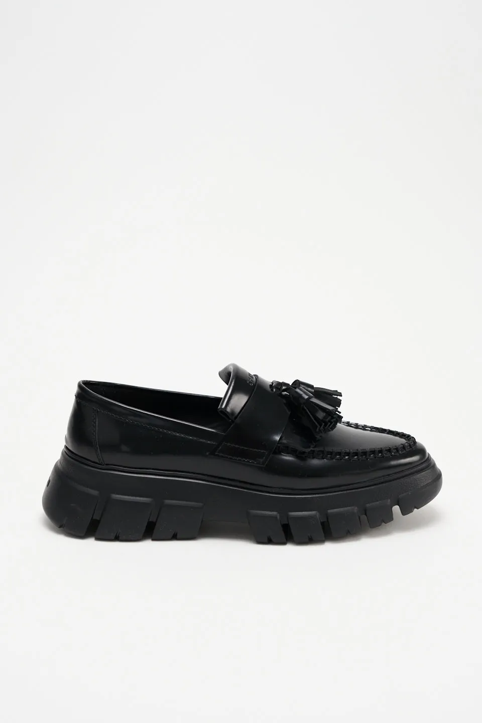 Brushed Vitello Black Chunky Loafers