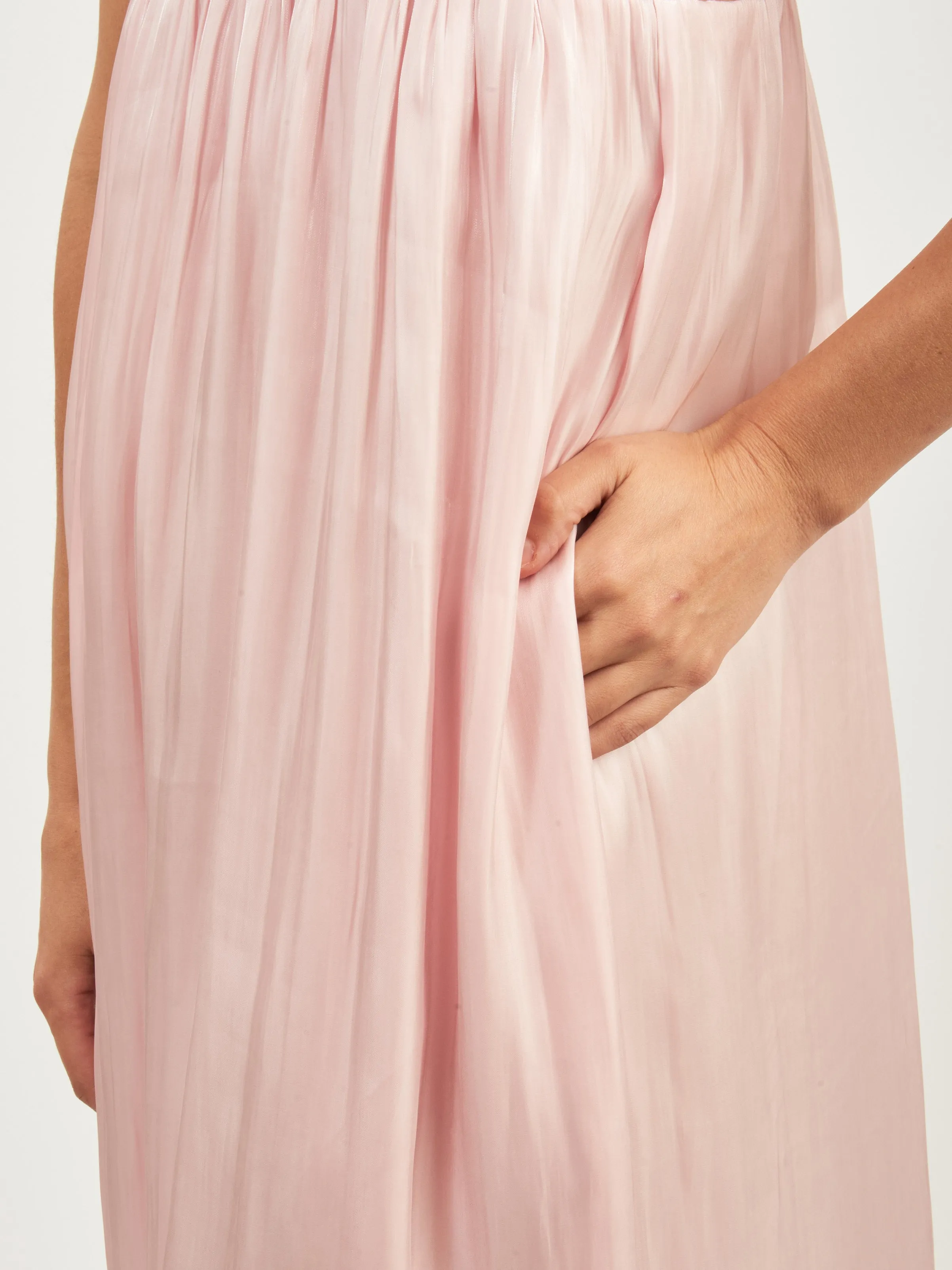 Chalk Pink Changeant Satin Strap Dress