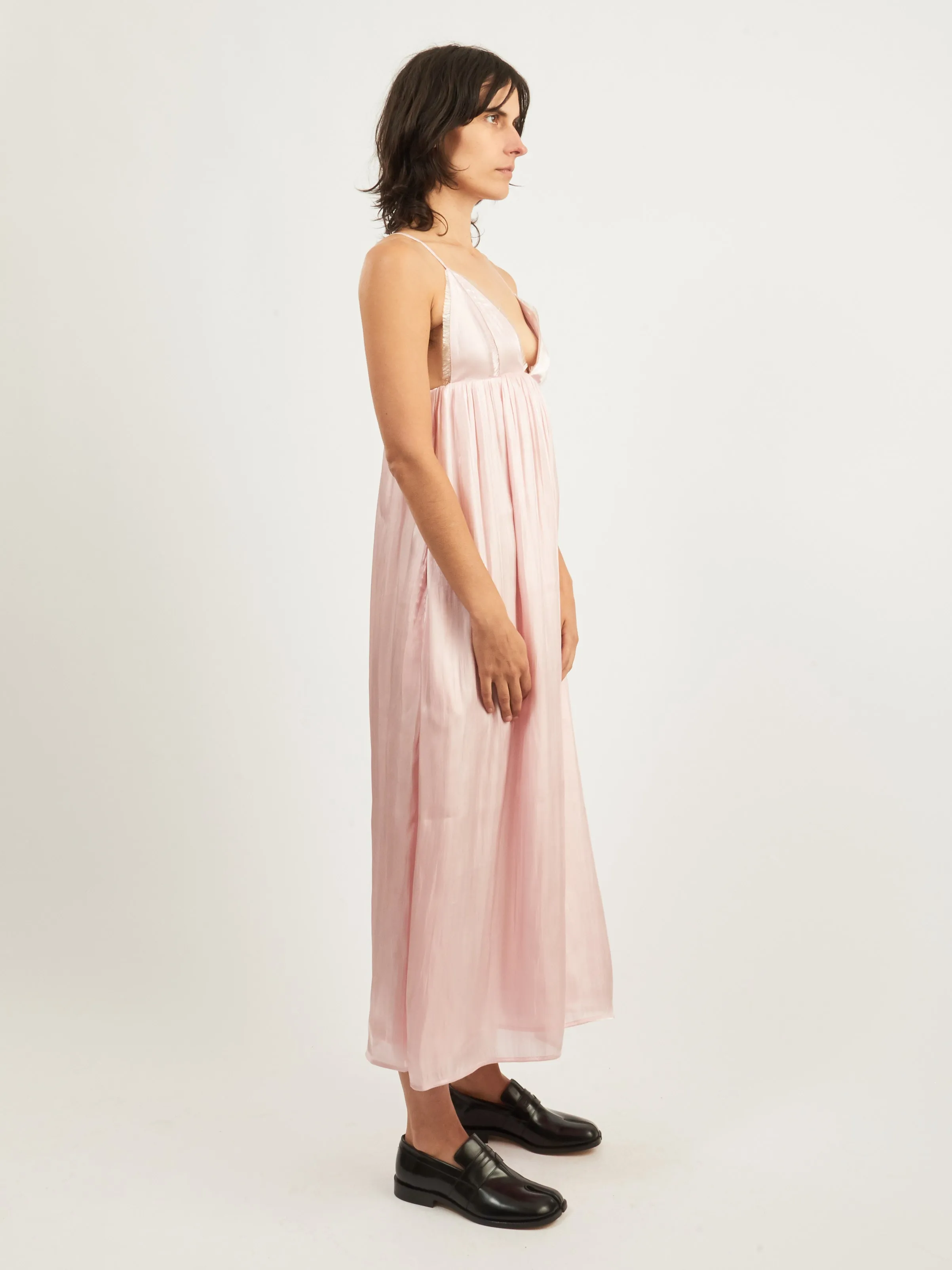 Chalk Pink Changeant Satin Strap Dress