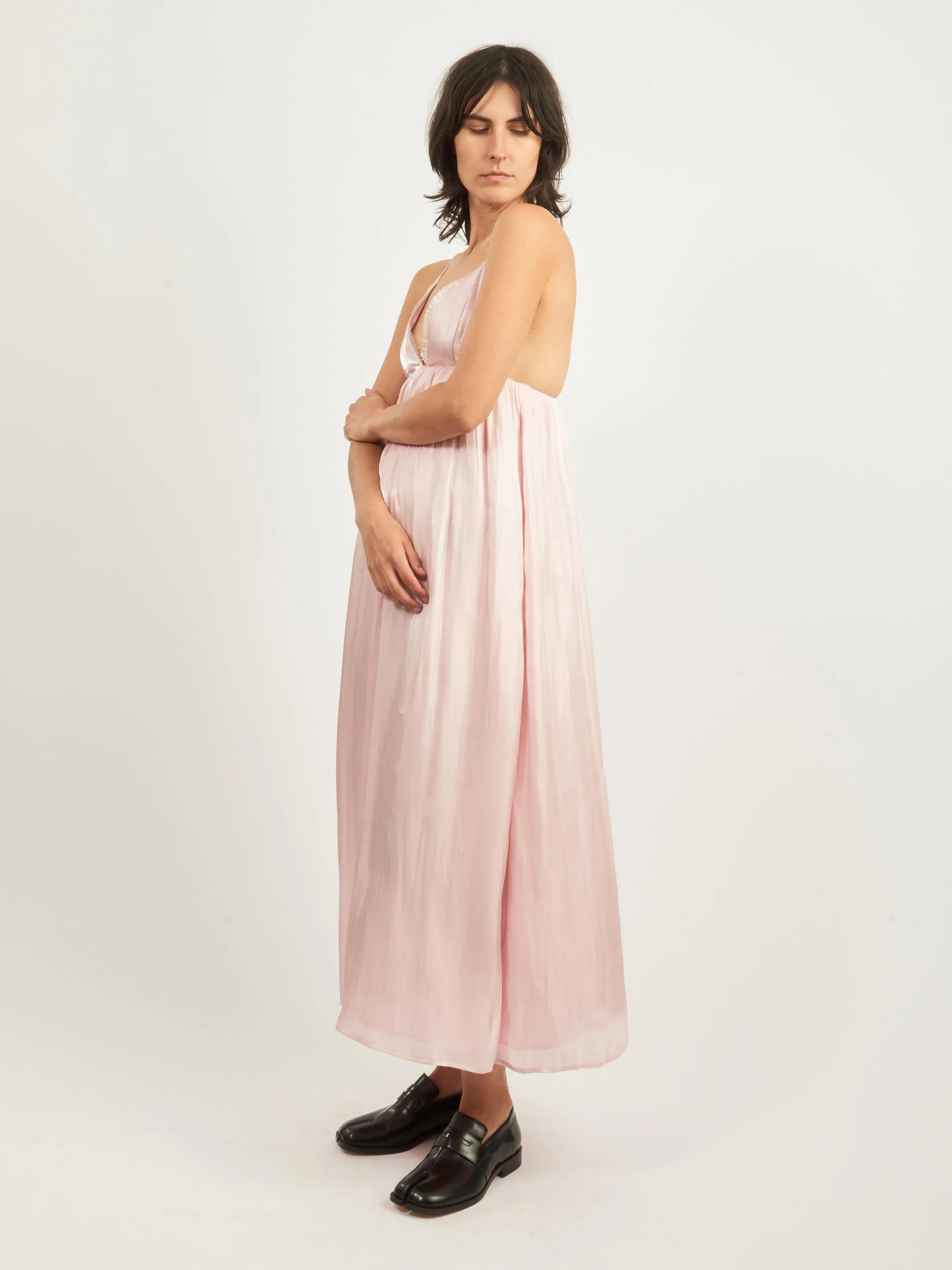 Chalk Pink Changeant Satin Strap Dress