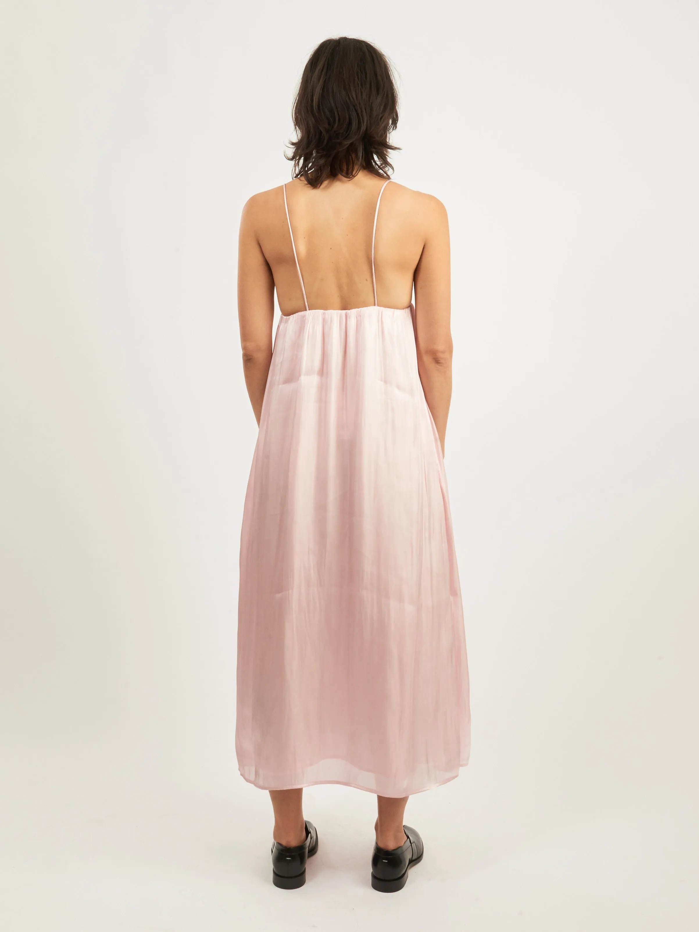 Chalk Pink Changeant Satin Strap Dress