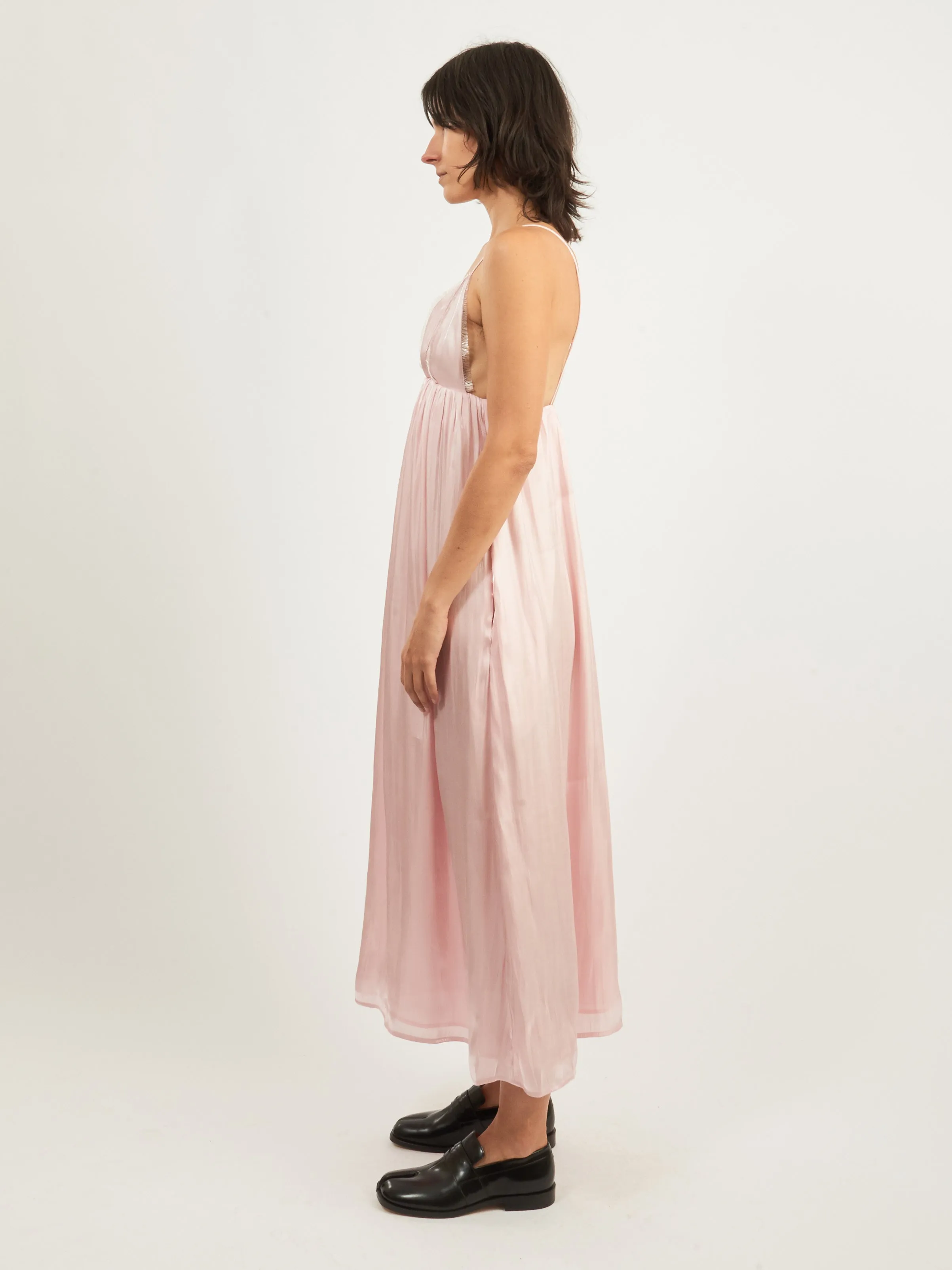 Chalk Pink Changeant Satin Strap Dress