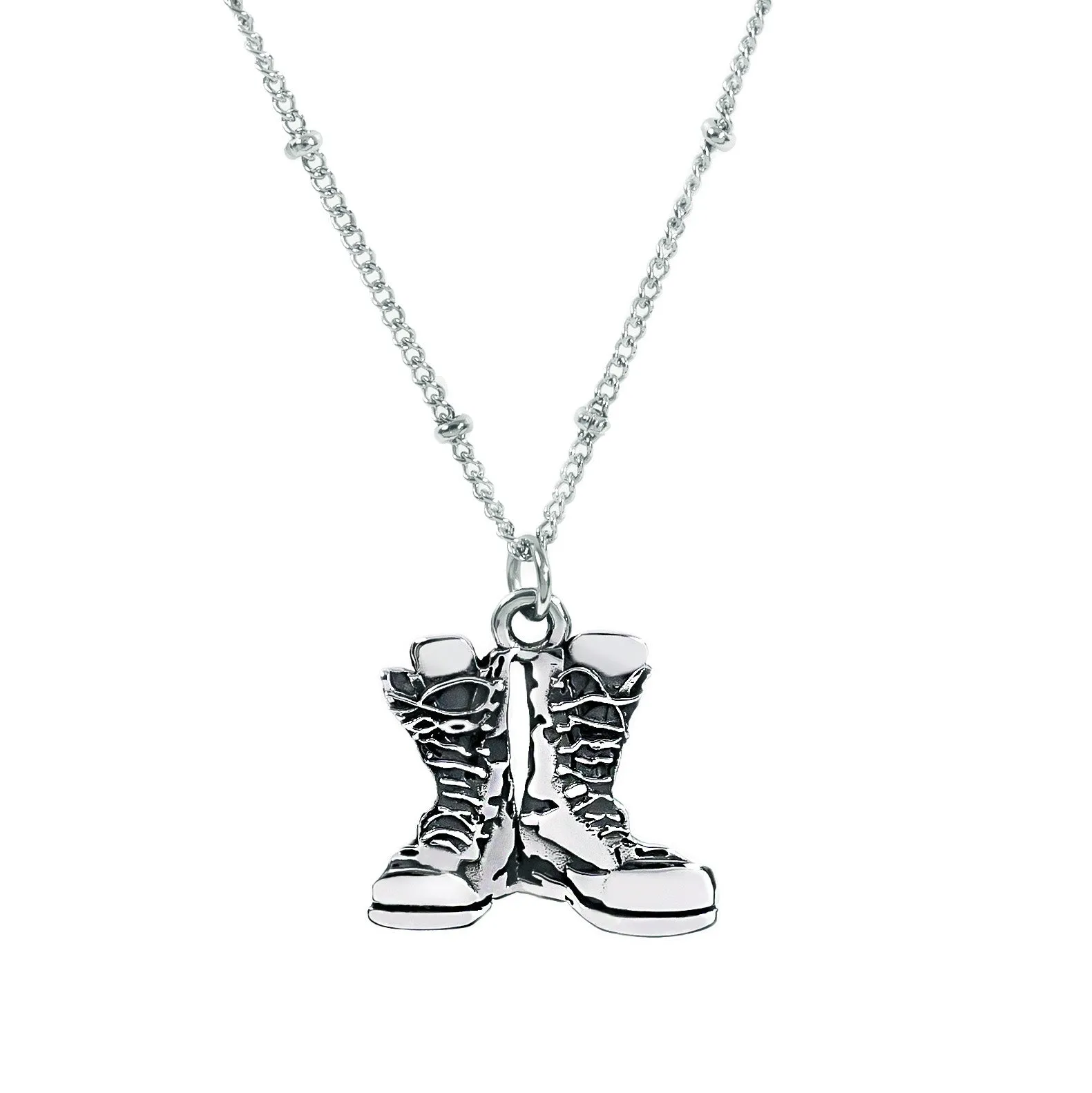 'Close to our Hearts' Antique Stainless Steel Combat Boots Necklace