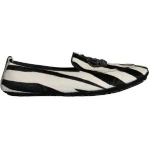 Dolce & Gabbana Black White Calf Fur Slip On Loafers Men Shoes