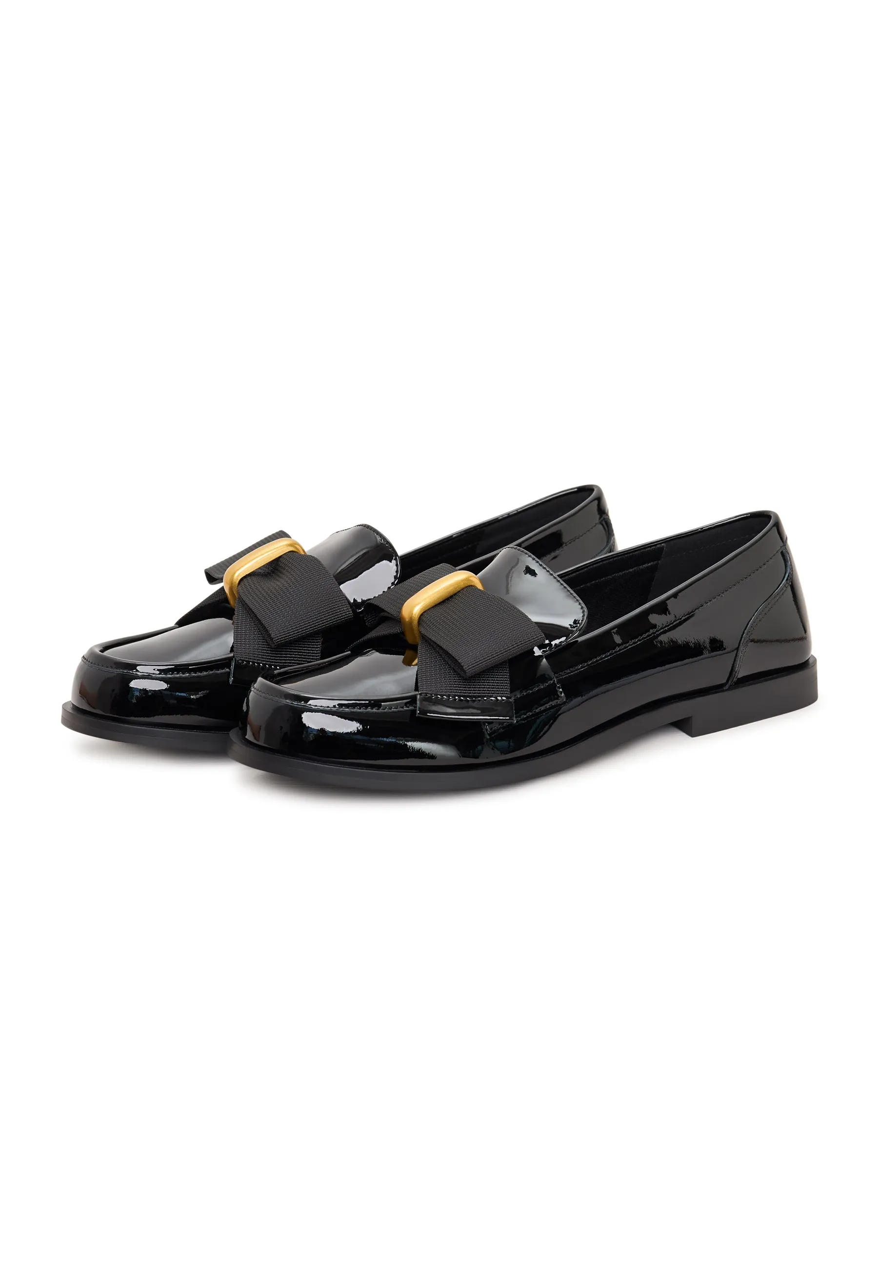 Elegant Loafers with Gold Bow Dorothy - Patent Black