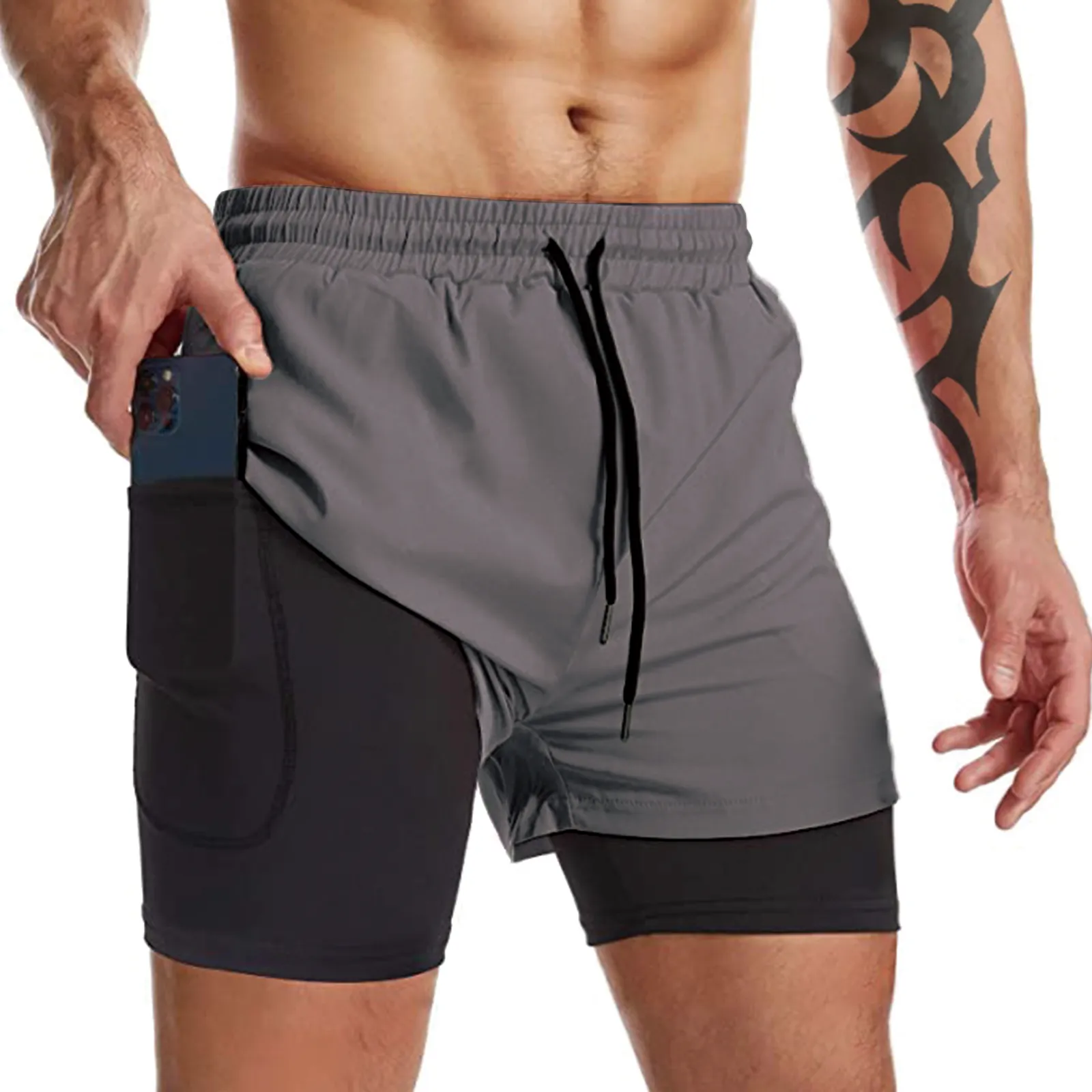 ESSENTIAL QUICKDRY POCKET 2 IN 1 7'' INSEAM RUNNING SHORTS