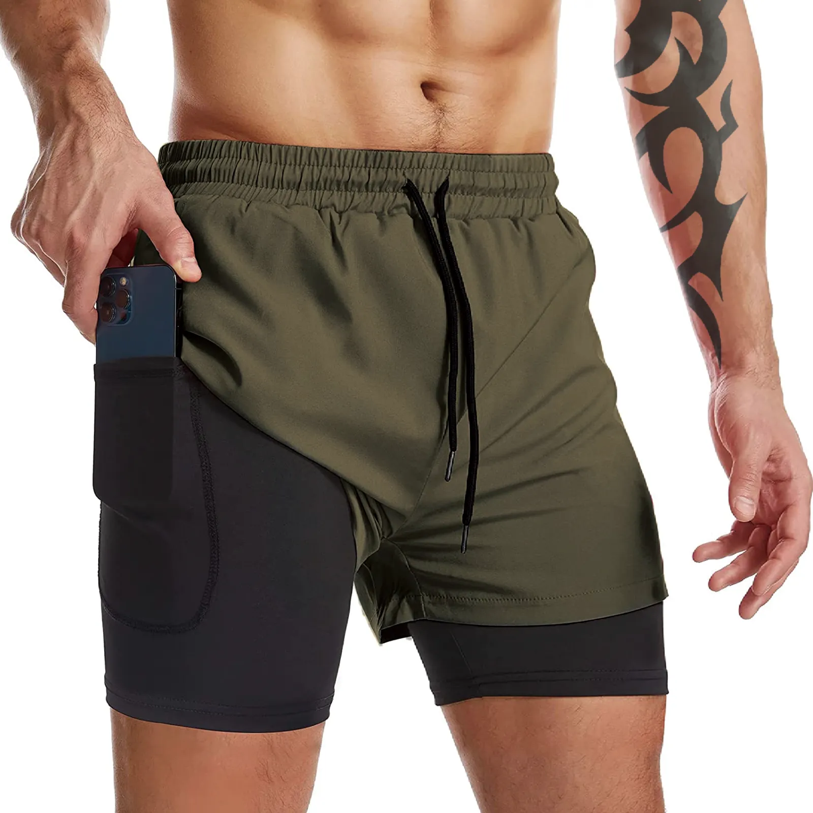 ESSENTIAL QUICKDRY POCKET 2 IN 1 7'' INSEAM RUNNING SHORTS