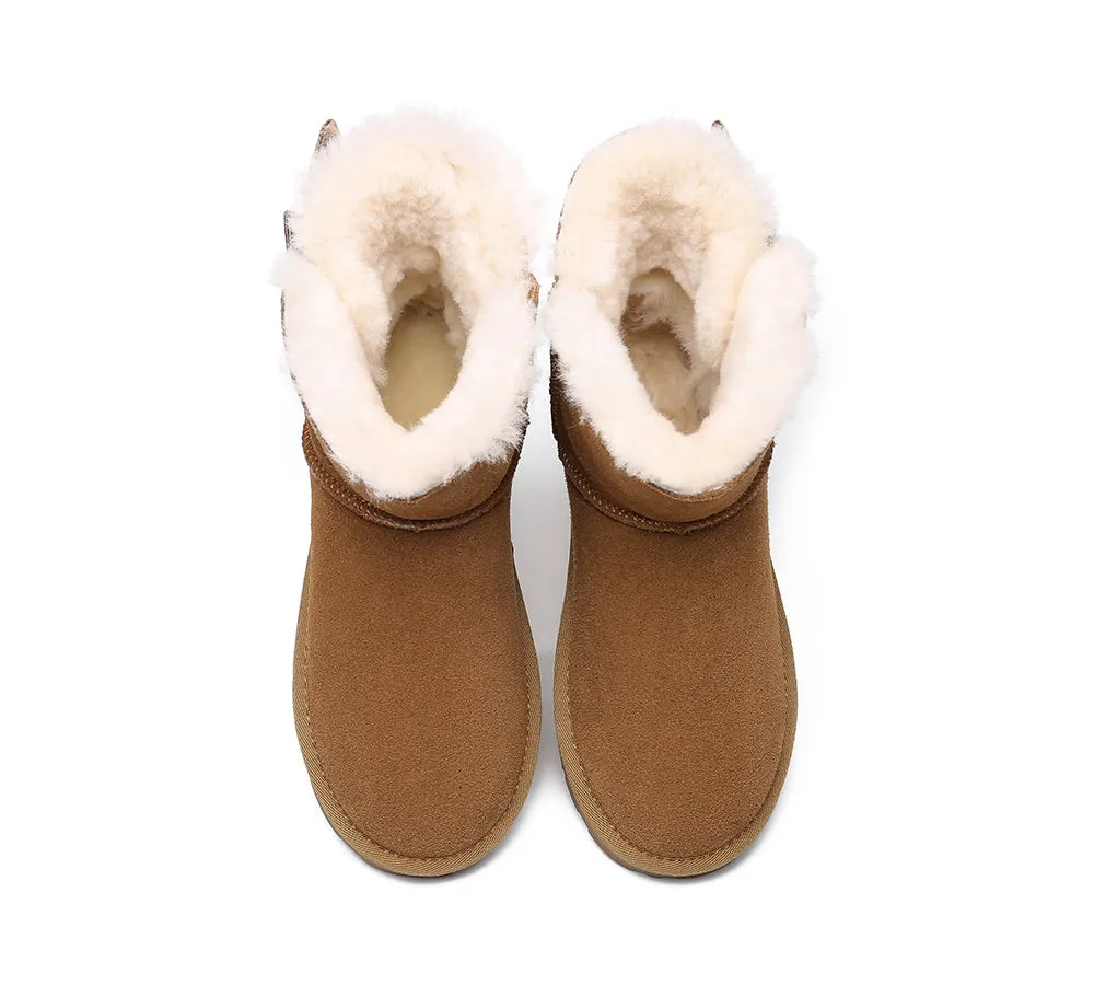 EVERAU® UGG Boots Women Sheepskin Wool Single Bow Ember