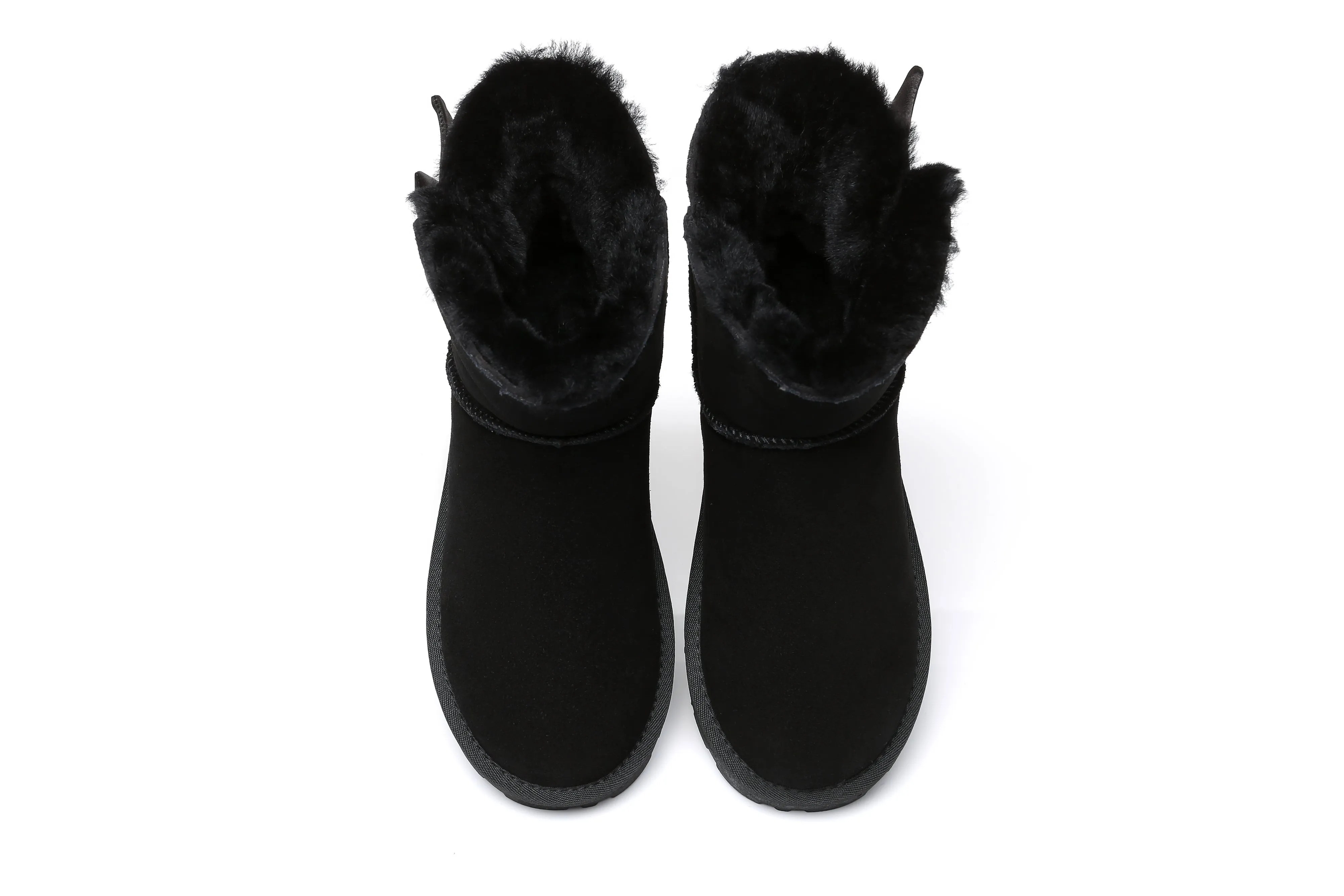 EVERAU® UGG Boots Women Sheepskin Wool Single Bow Ember