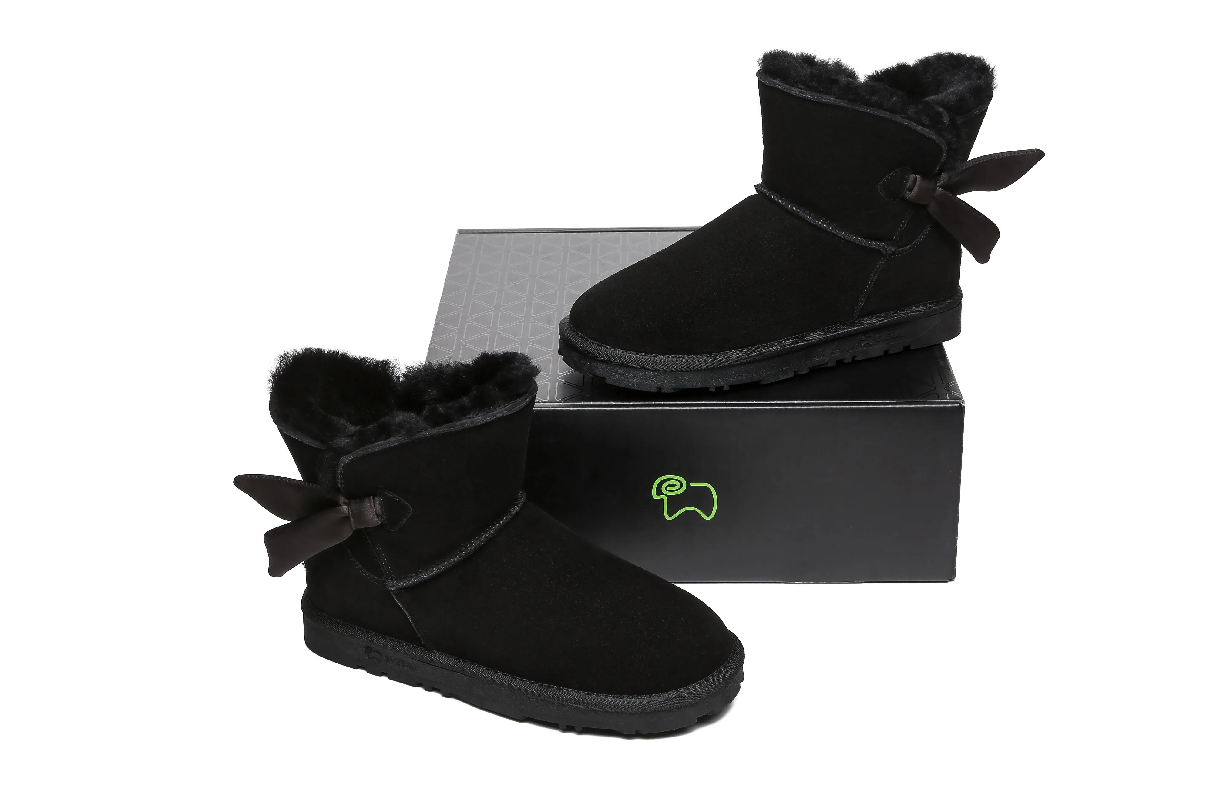 EVERAU® UGG Boots Women Sheepskin Wool Single Bow Ember