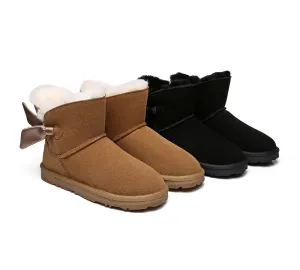 EVERAU® UGG Boots Women Sheepskin Wool Single Bow Ember