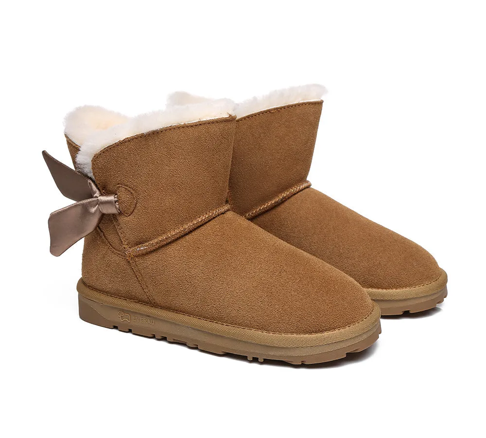 EVERAU® UGG Boots Women Sheepskin Wool Single Bow Ember