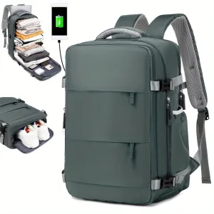 Expandable Multi-Compartment Backpack - TSA-Compliant, Versatile Travel, Hiking & School Use - Integrated Shoe Pouch