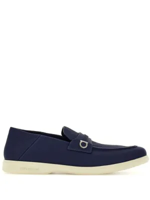 Ferragamo Classic Navy Blue Leather Loafers for Men