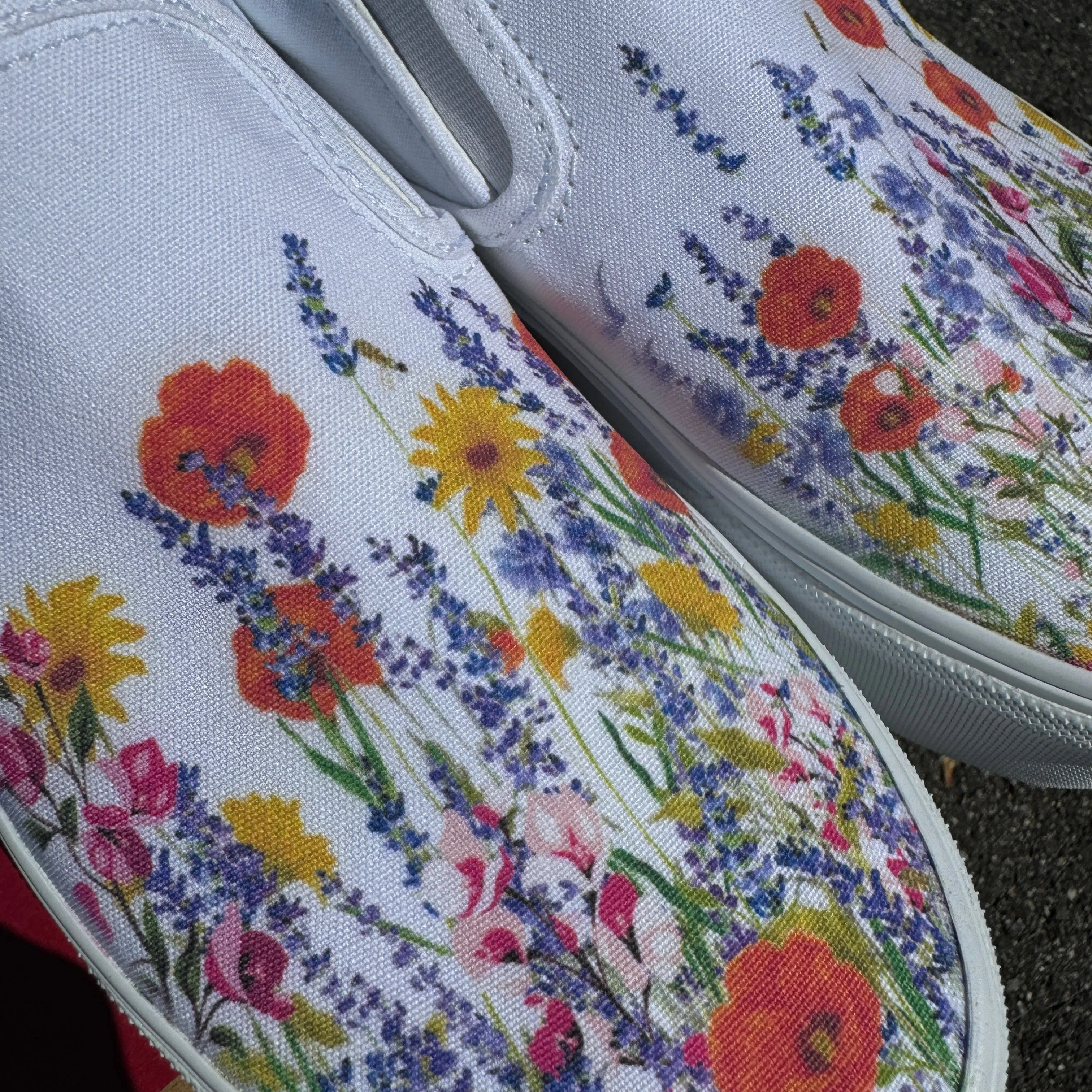 Flower Field Vans Slip On Shoes for Women and Men