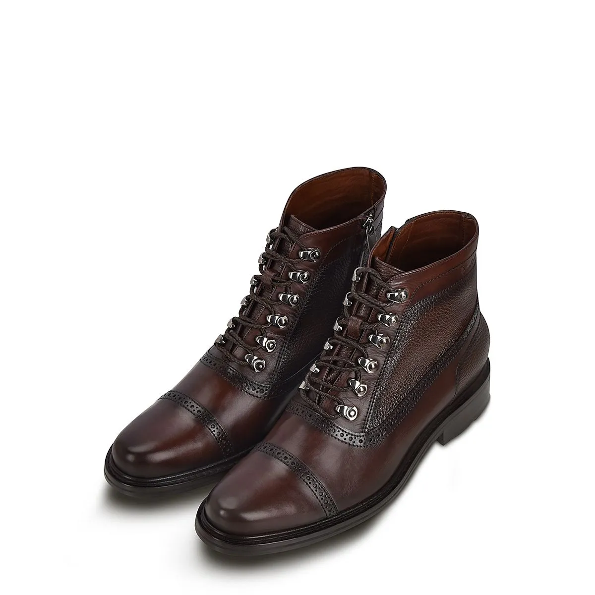 G88BSVN - Cuadra chocolate casual dress calfskin ankle oxford boots for men