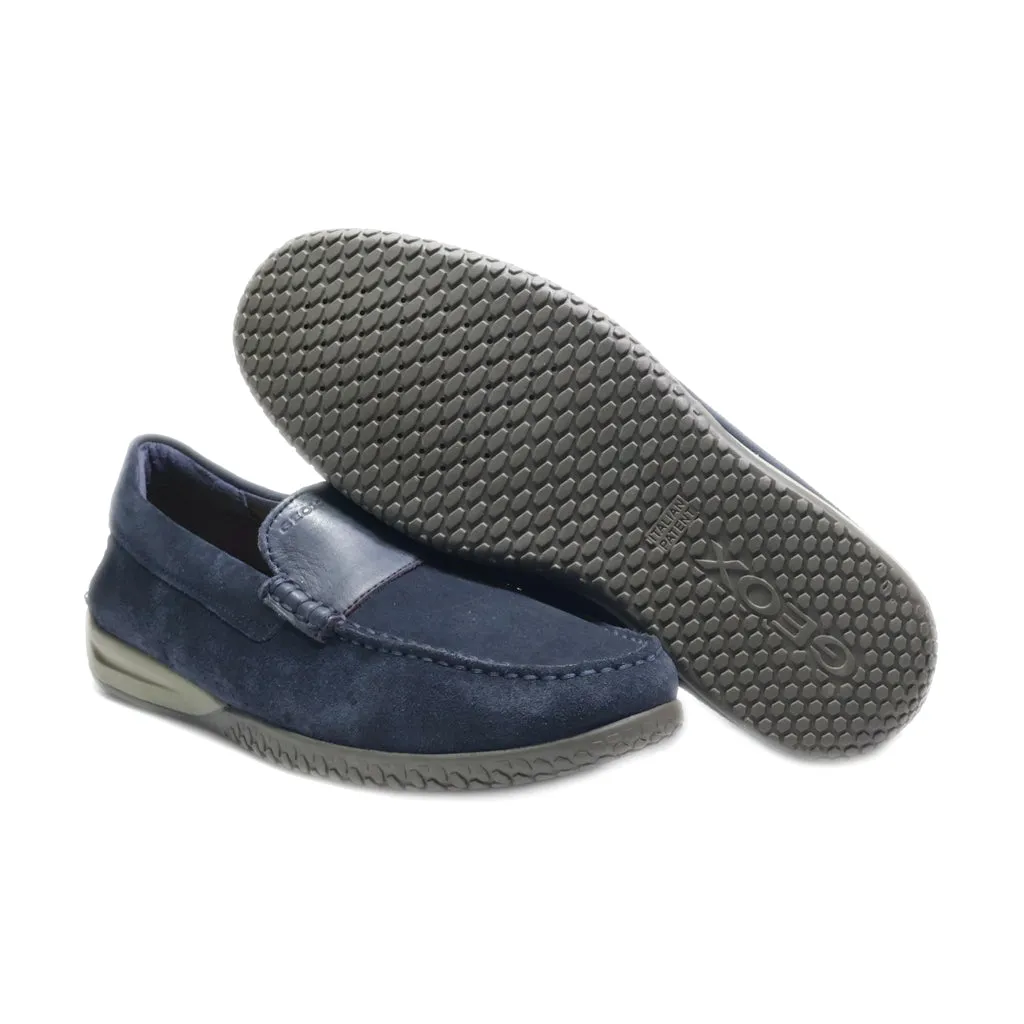 Geox Loafers Suede Blue Colour For Men