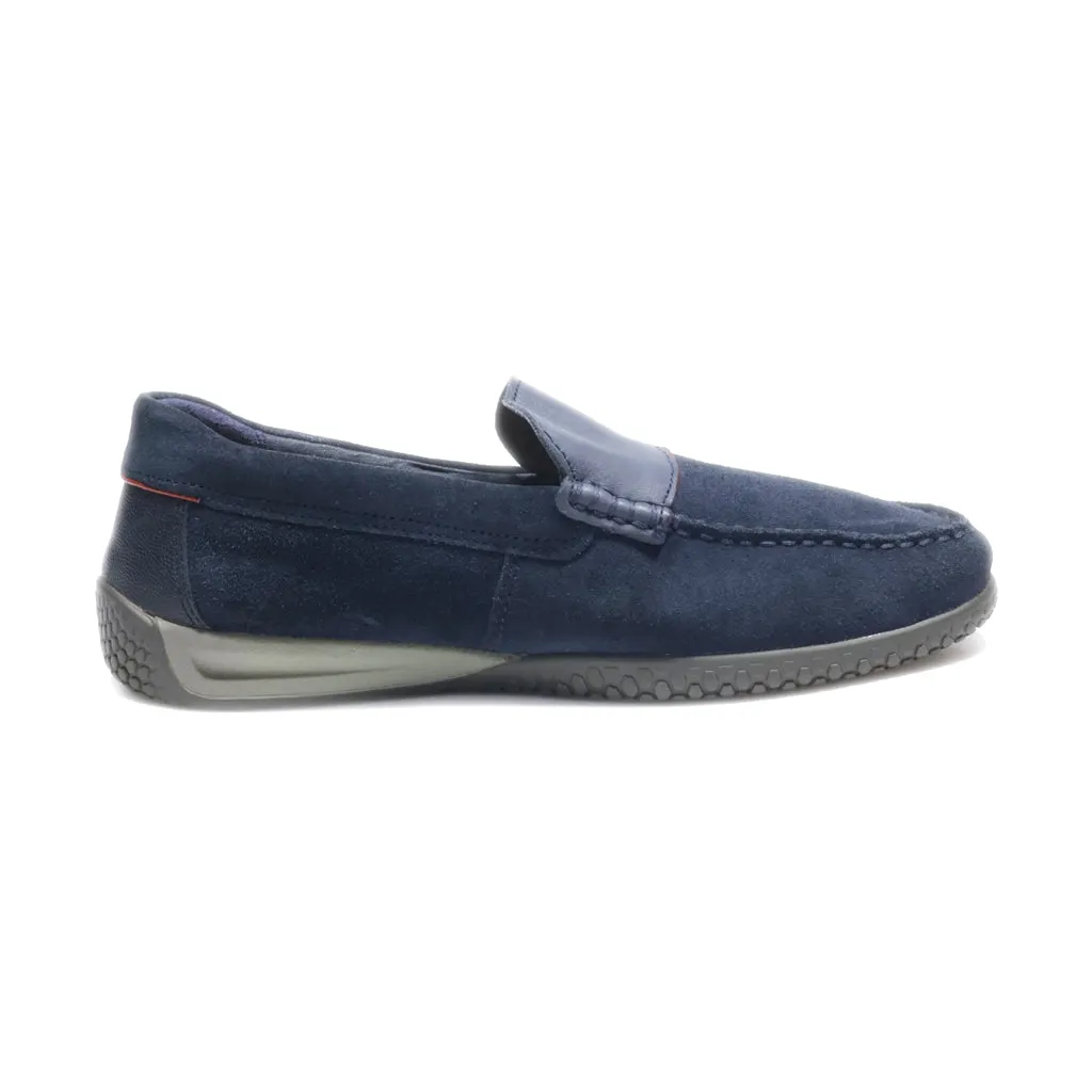 Geox Loafers Suede Blue Colour For Men