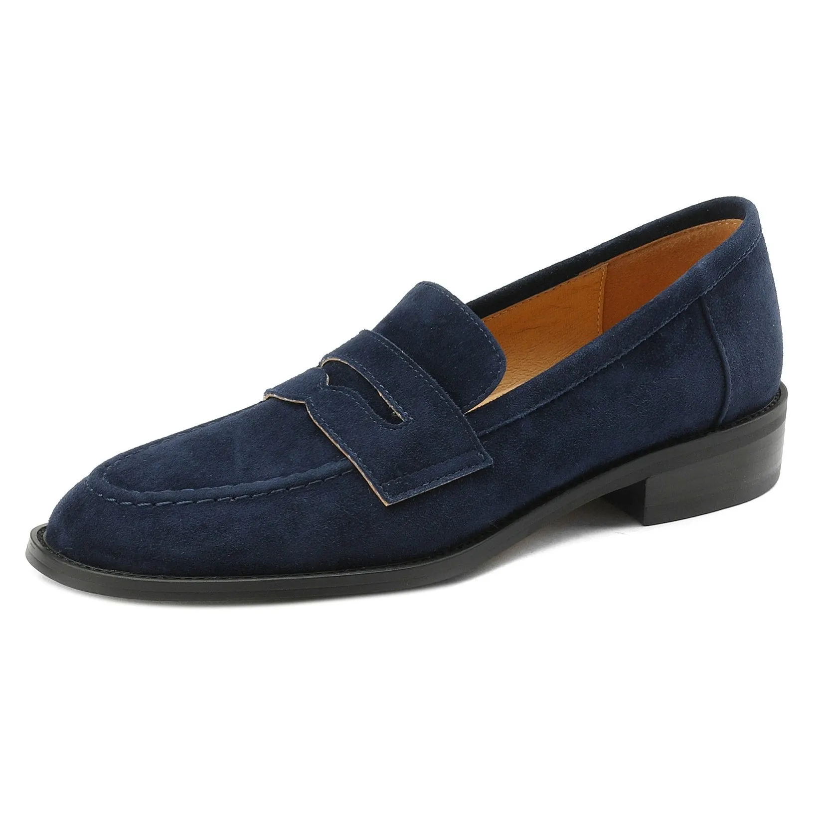 Handmade Classic Navy Suede Leather Loafers Women's Shoes