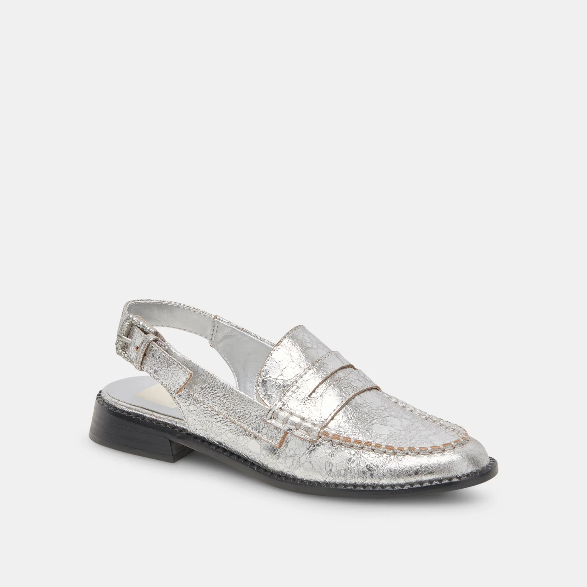 HARDI LOAFERS SILVER CRACKLED LEATHER