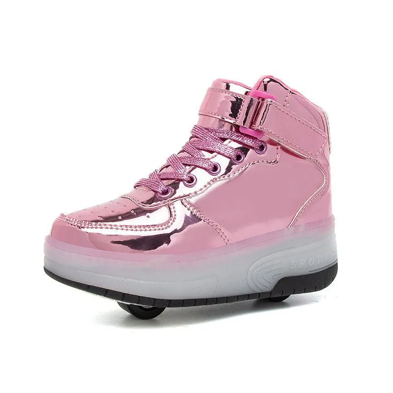 High Top Stylish Led Roller Shoes | Roller High Top Light Up Shoes For Girls