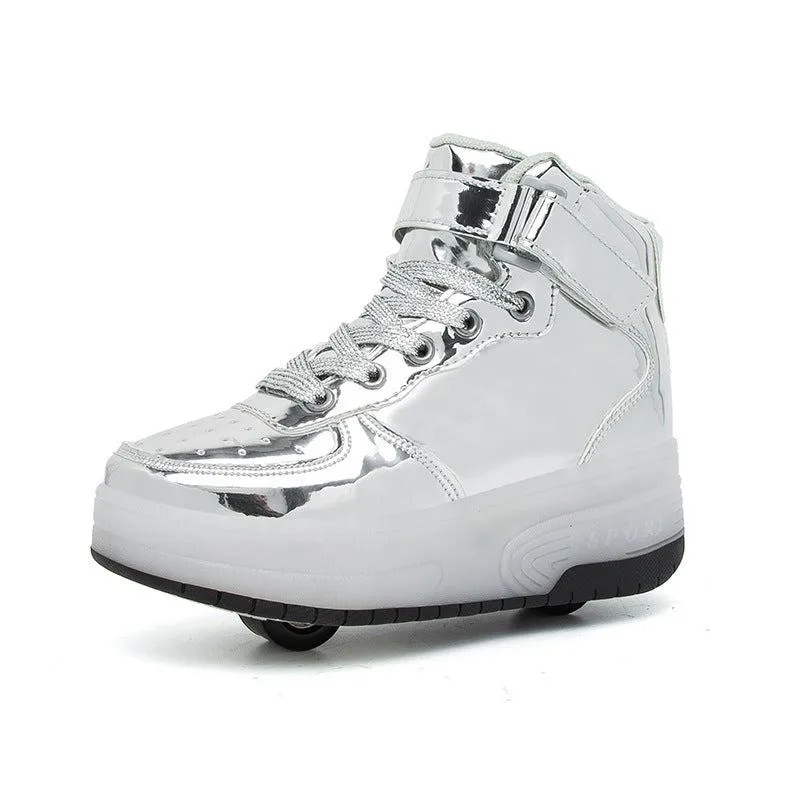 High Top Stylish Led Roller Shoes | Roller High Top Light Up Shoes For Girls