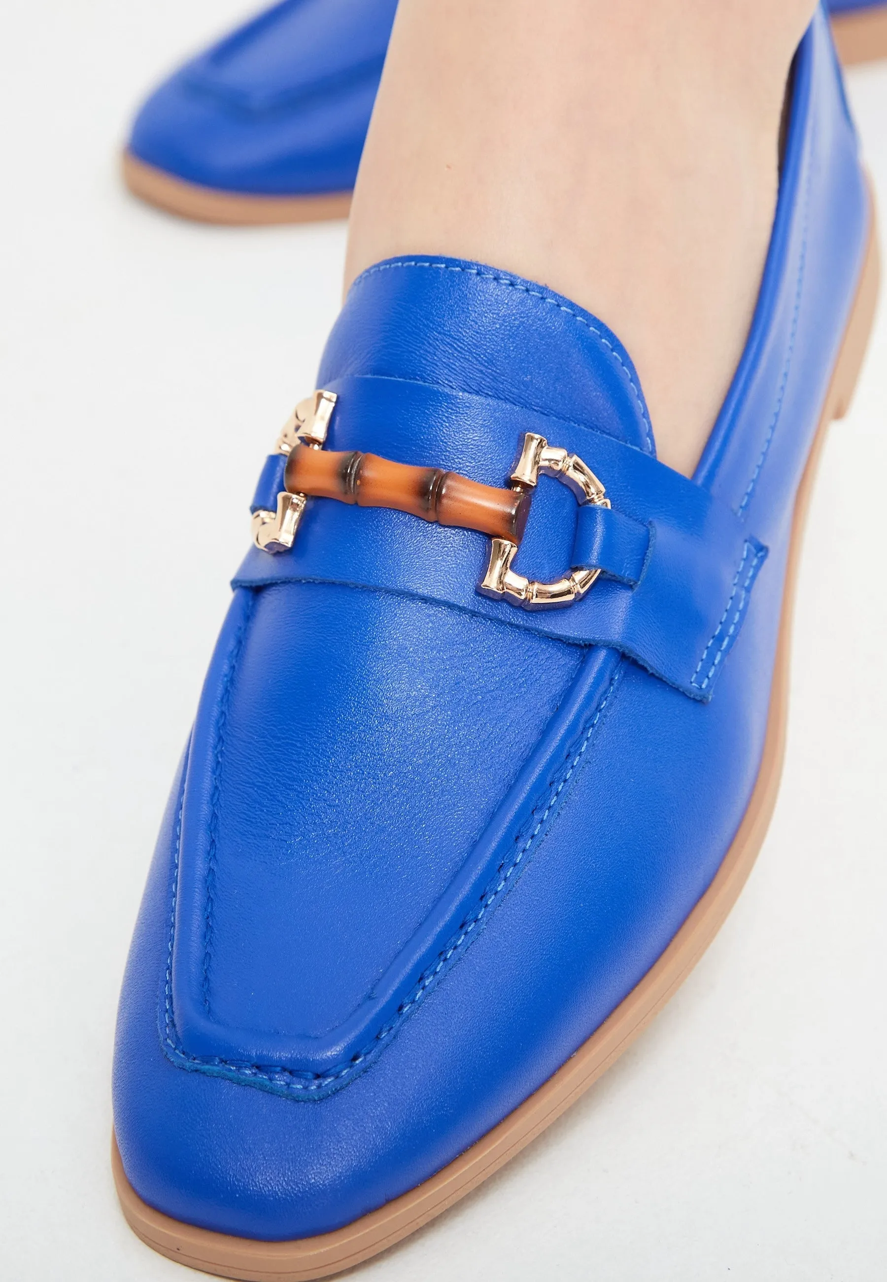 Hight Quality Leather Loafers - Blue