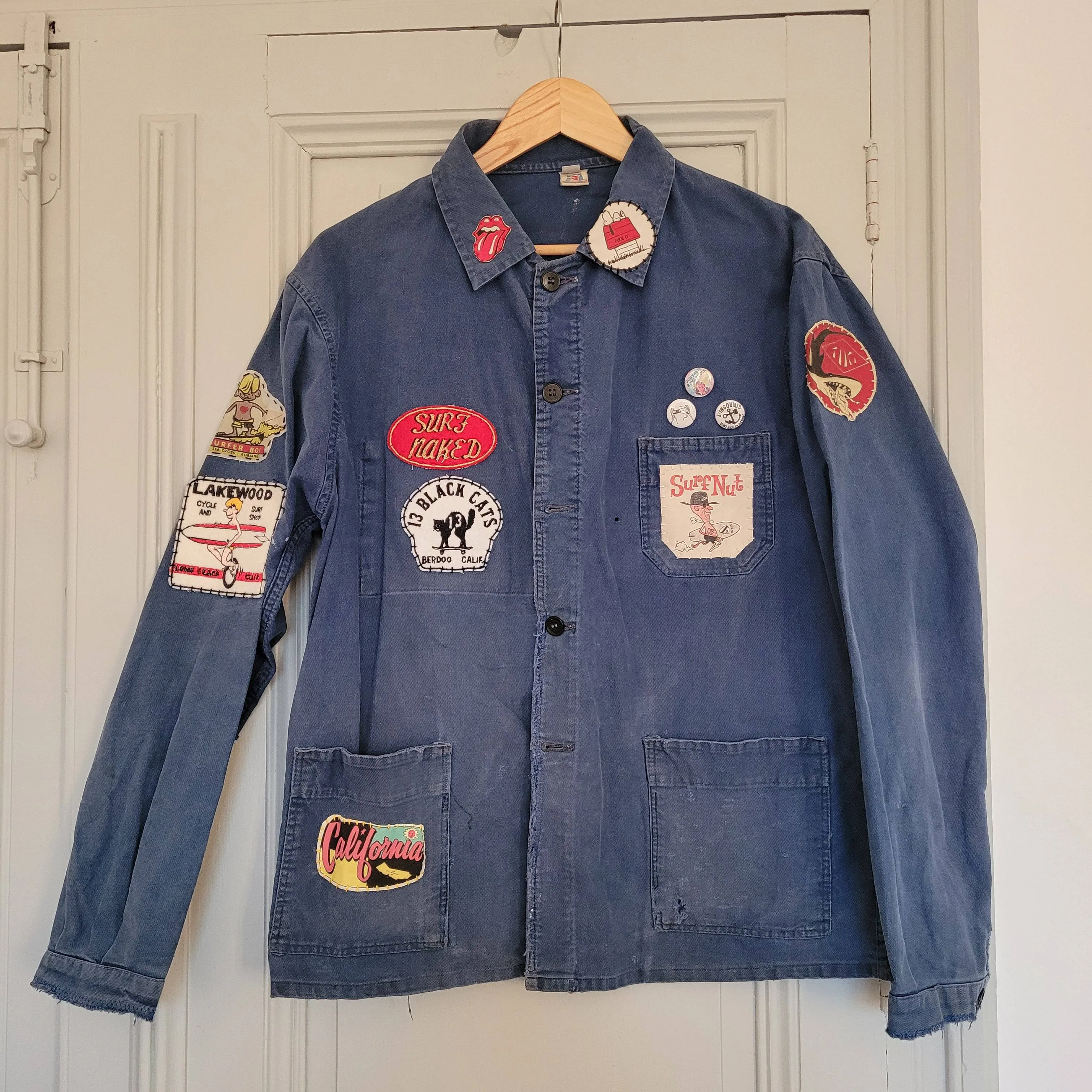 In loving memory of ED "Big Daddy" Roth handpainted french 50's workwear jacket SurFinkl